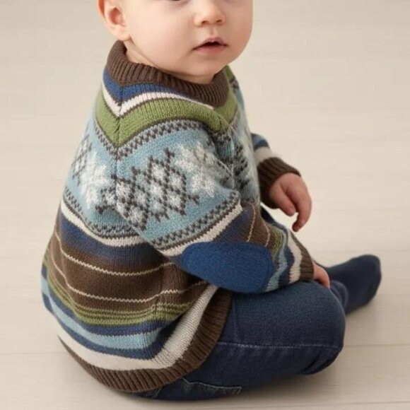 Old Navy Fair Isle Stripe Snowflake Knit Sweater 3-6 Months - Picture 8 of 8